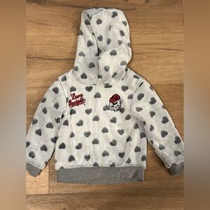 Gray Heart Pattern Sweatshirt with Crew Neck